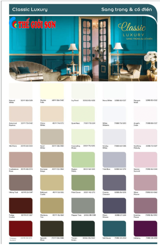 Bảng màu sơn Dulux nội ngoại thất 2024 bang mau dulux 5in1 3