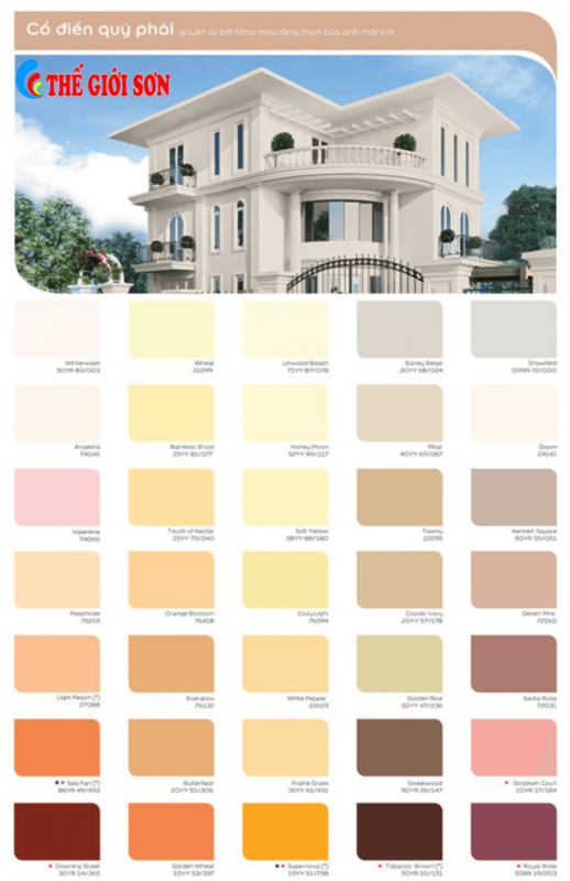 Bảng màu sơn Dulux nội ngoại thất 2024 bang mau dulux weathershield bj9